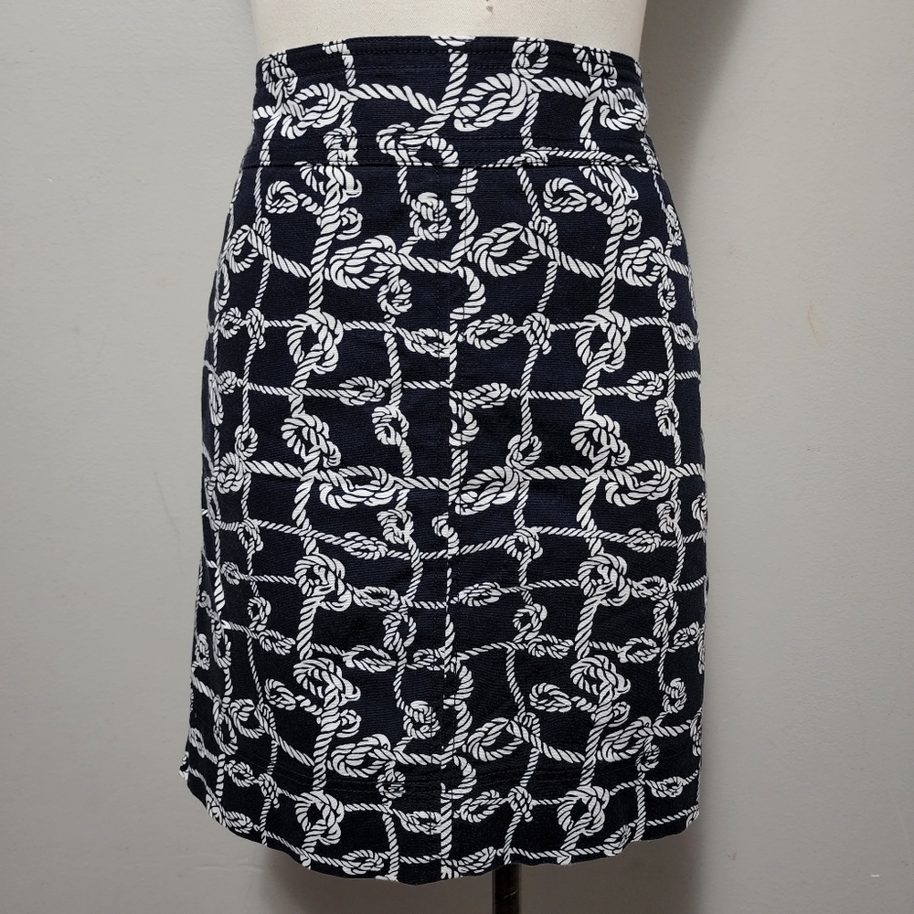 Talbots navy nautical rope cotton twill a-line skirt size 8 - Picture 2 of 8